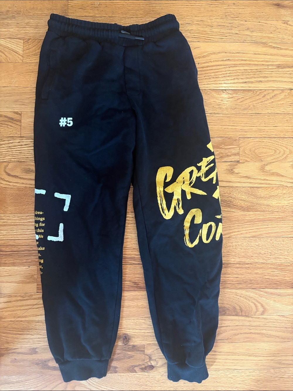 Zara Black Sweatpants with Yellow Graphic Print